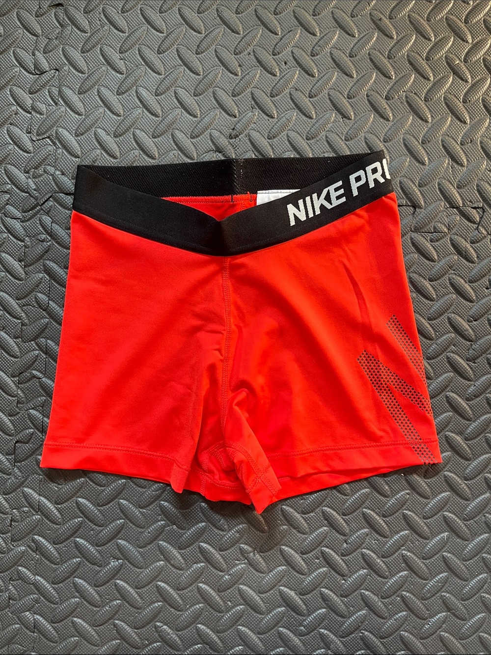 Nike Pro Women's Red Performance Compression Shorts with Black Waistband